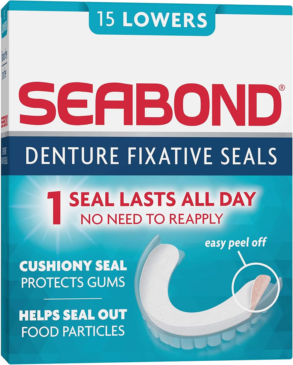Seabond Denture Fixative Seals Soft Adhesive Cushion 15 Lowers Brand Seabond