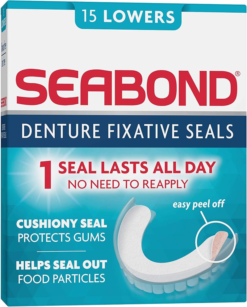 Seabond Denture Fixative Seals Soft Adhesive Cushion 15 Lowers Brand Seabond