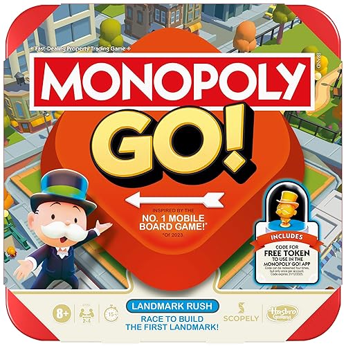 Hasbro Gaming Monopoly GO! Strategy Game for 8+ Year Old Kids, for 2-4 Players, Family Party Games for Children and Adults