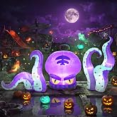12 Ft Halloween Inflatable Octopus 3-Piece Set Outdoor Decorations | Freely Combined Blow Up Party Decoration with 6 Build-in LED for Garden Lawn Party
