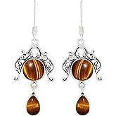 Natural Moonstone Lapis Malachite earrings Two Stone 925 Silver Overlay handmade Dangle Earrings for Women