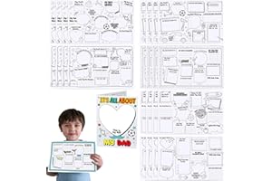 Janlaugh 24 Pcs Fathers Day Crafts for Kids Color Your Own Father's Day Card DIY All About My Dad Card for Dad Father's Day Gift Father's Day Coloring Card from Daughter Son Home Classroom Activities