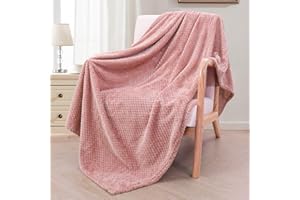 Exclusivo Mezcla Fleece Throw Blanket Extra Large, Super Soft and Warm Blankets for Couch, Sofa and Bed Waffle Textured, Cozy, Fuzzy and Lightweight (Dusty Pink, 50x70 Inches)