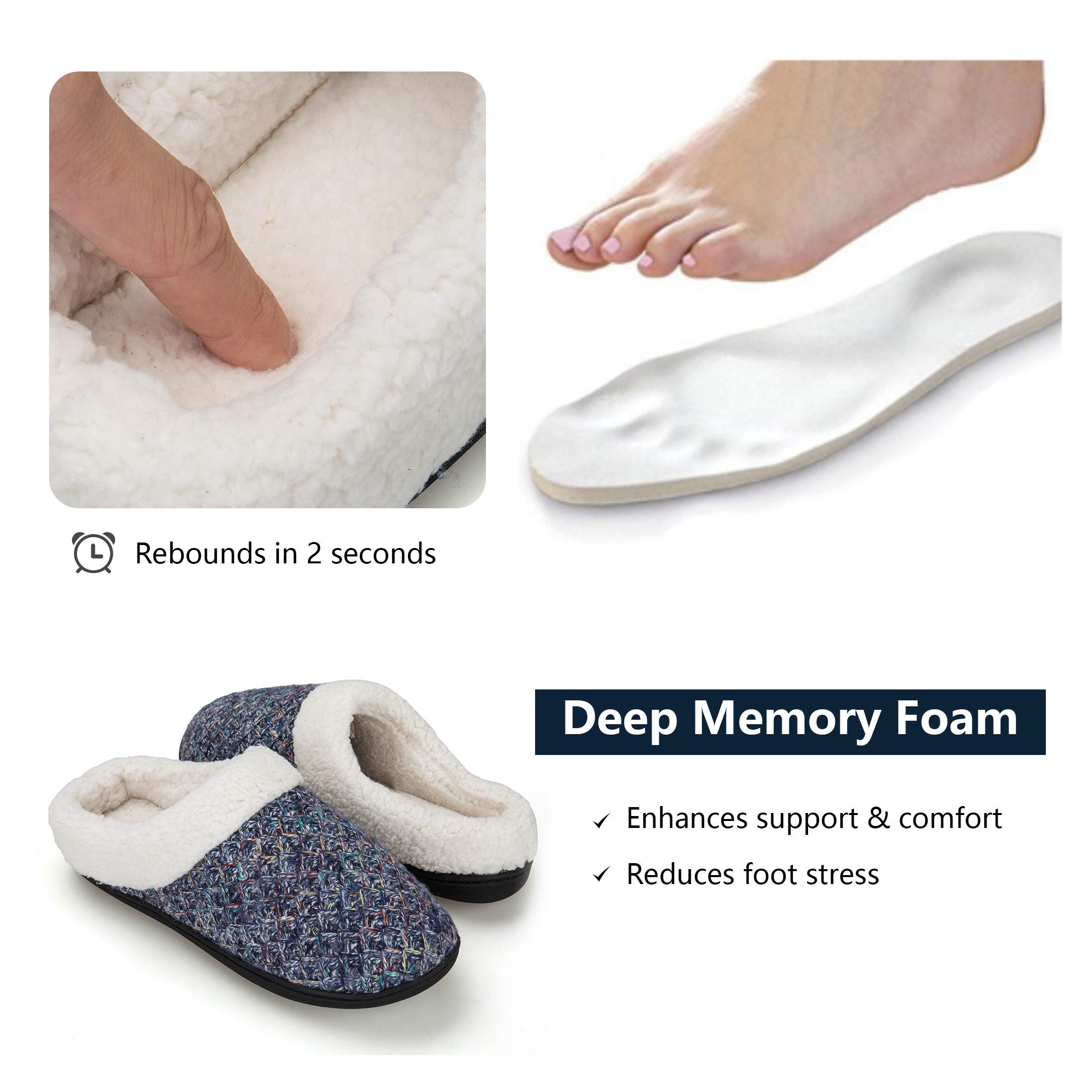 EAST LANDER Women’s Memory Foam House Slippers Washable Anti-Slip Slippers Indoor ShoesELMT002-W3-S