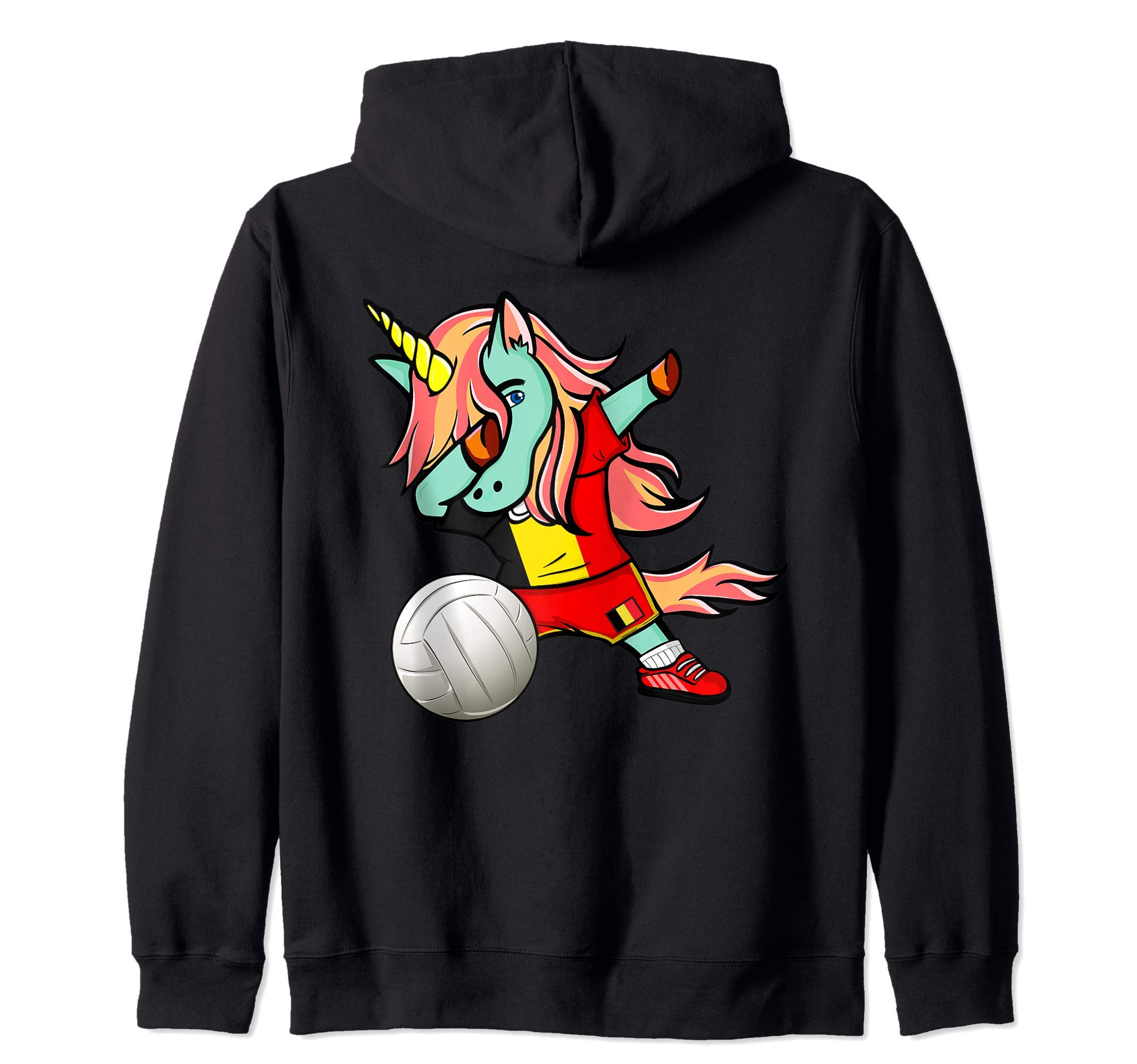 Dabbing Unicorn Belgium Volleyball Lover Jersey Belgian Flag Zip Hoodie