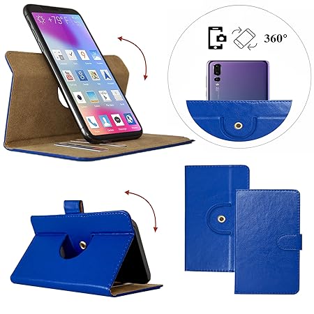 Handy Schutz Hülle | für Elephone R9 | 360° Drehbare Funcktion | PU Leder | - 360° Nano L Blau
