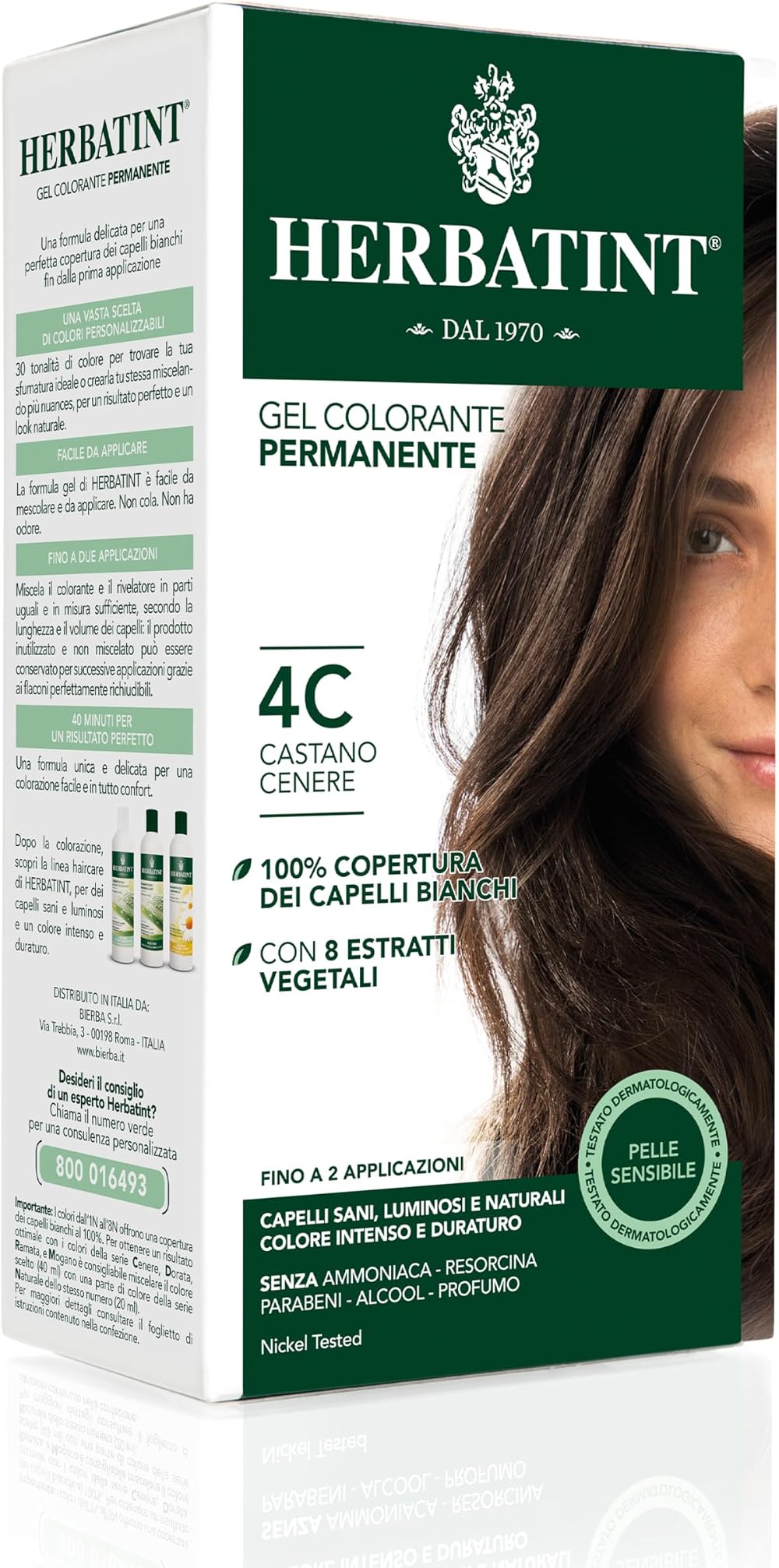 Herbatint Hair Dye 4C Ash Chestnut Permanent Herbal Colour Gel 150 ml
