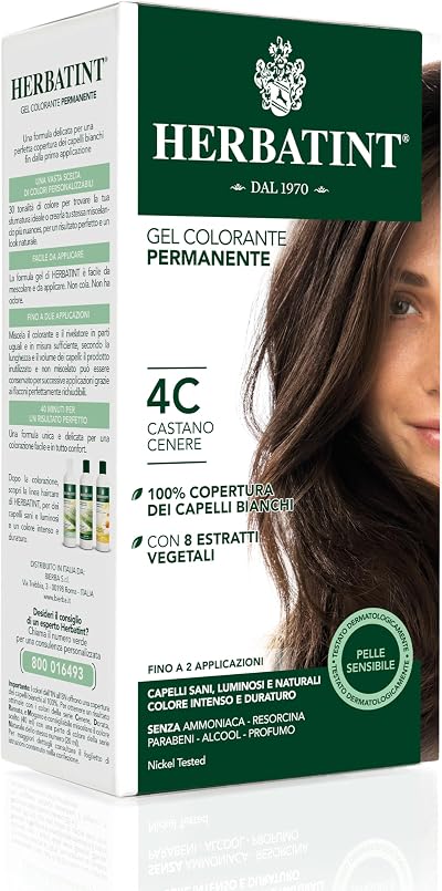 Herbatint Hair Dye 4C Ash Chestnut Permanent Herbal Colour Gel 150 ml