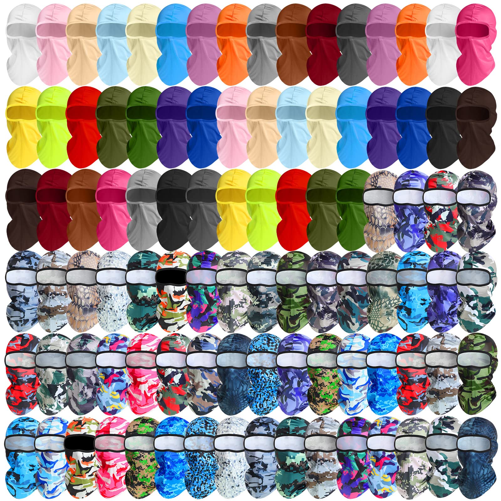 Photo 1 of Funtery 94 Pieces Balaclava Ski Mask Full Face Mask for Men Women UV Protection Breathable Motorcycle Cycling Bike Ski Neck Gaiter for Fall Winter Outdoor Sports, 55 Colors