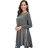 Afibi Tops for Women Long Sleeve Side Split Loose Tunic Tops for Leggings