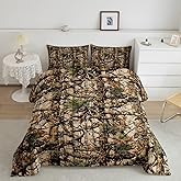 Feelyou Tree Comforter Set Full Size Kids Natural Tree Comforter for Boys Teens Camo Bedding Set Wood Grain Camouflage Brown Duvet Set Room Decor Quilt Set