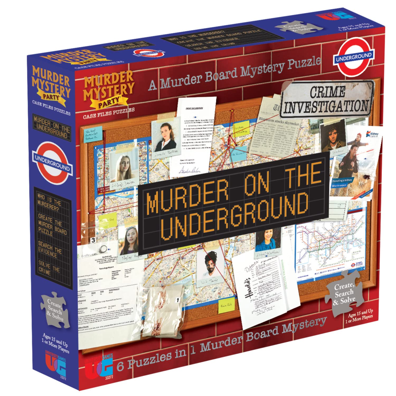 University Games 33272 Mystery Case Files Puzzle Murder on The Underground, Dark Shades (Black, Grey, Dark Blue)