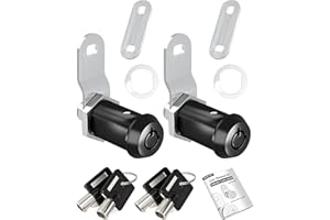 Naissian 2023 RV Locks for Storage Door, Cylinder Cam Lock for RV Storage Door, Toolbox, Tool Cart, Guns Safes Secure Locks, 1-1/8", 90°Turn, Pack of 2 with 4 Key Alike, Matte Black