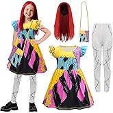 WEFONLLICOS 4PCS Kids Sally Costume Girls Christmas Sally Dress Wig Bag Tights Cosplay Accessories for Halloween