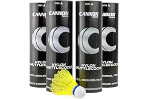 Cannon Sports Badminton Shuttlecocks – Medium Speed Nylon Badminton Birdies – Durable Plastic Shuttlecocks for Indoor Outdoor Badminton – Yellow or White Birdies in 6, 12, or 24 Pack