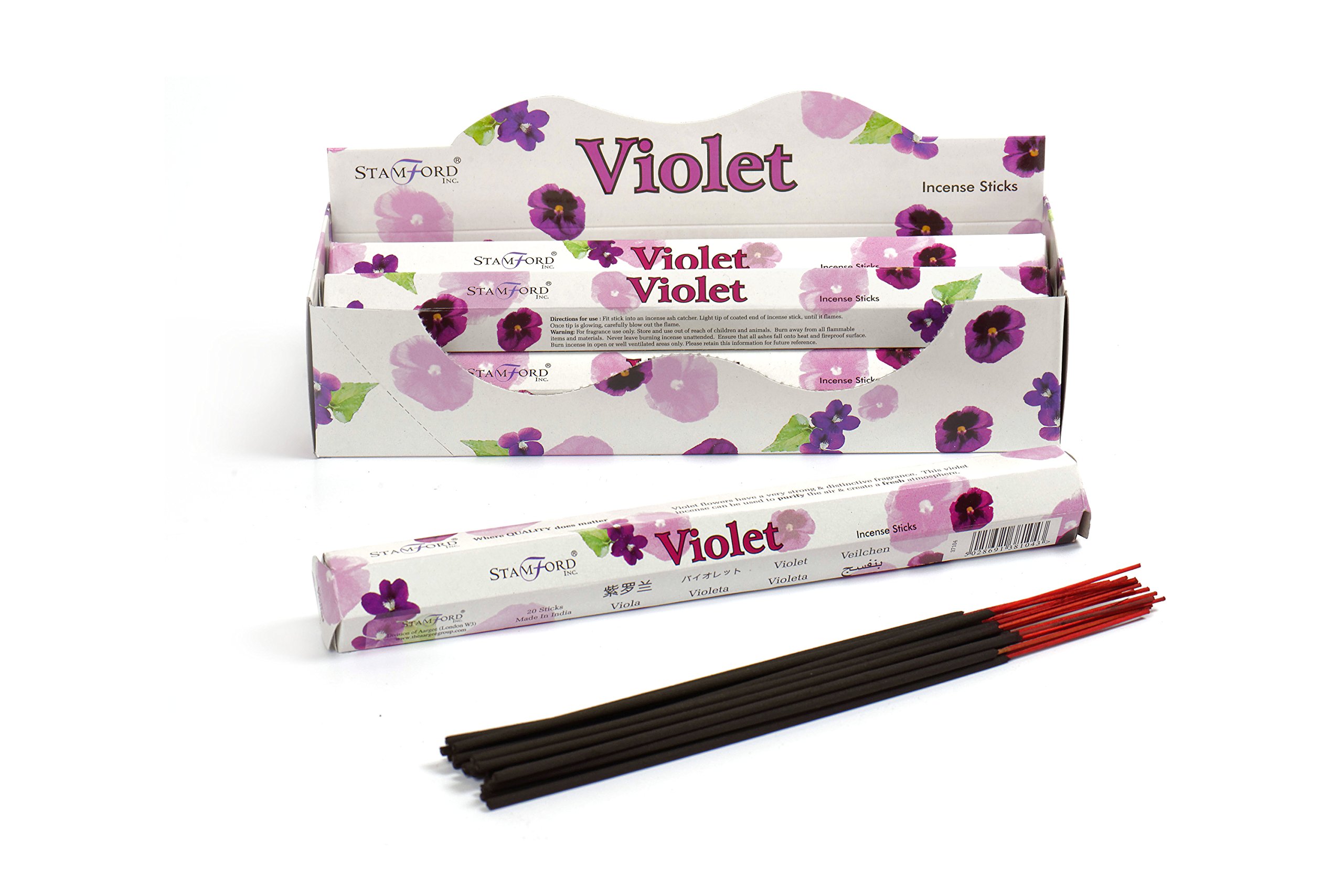 STAMFORD INC. 37104 Violet Incense Sticks, 20 Sticks x 6 Packs