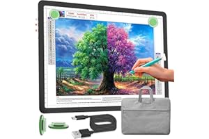 Phylosal Rechargeable A4 Light Pad with Carry Bag, Ultra-Thin Magnetic Tracing Light Box for Drawing, Diamond Art Painting Light Board with Side Button, Super Bright Light Table for Sketching (Black)