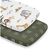 Sweet Jojo Designs 2-Piece Baby Bassinet Sheets Set (Jungle Safari Animals) for Boys or Girls, Infant Newborn Nursery, Oval, Rectangle & Hourglass Mattress (Boho, Mudcloth, Animal, Elephant, Monkey)