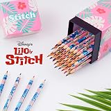 Disney 72 Pencils Colouring Box for Kids Art Supplies Pink Stitch Gift view 2