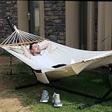 SONGMICS Double Hammock with 2 Pillows 210 x 150 cm 300 kg Beige GDC22M view 3