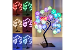 BDUSXYZ 18 Colors Rose Tree Lamp - Multicolor LED Rose Flower Night Light Pink Flower Lamp Rose Lamp Tabletop Bonsai Tree for Wedding Valentine's Day Decorations Wedding Girls Party Bedroom