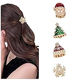 4PCS Christmas Hair Clips for Women-Metal Small Hair Claws (Santa Claus Snowflake Christmas Tree Hat) Festive Holiday Party Hair Accessories