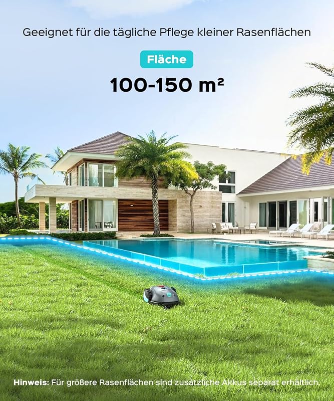 V100 Mähroboter ohne Begrenzungskabel, KI Vision, Empf. 150 m²