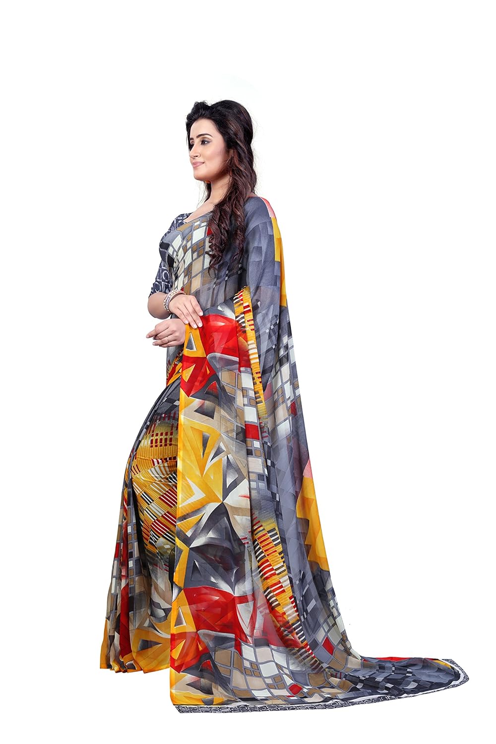 anand sarees faux georgette saree with blouse piece
