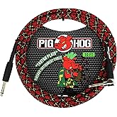 Pig Hog PCH10PLR 1/4" to 1/4" Right-Angle Tartain Plaid Guitar Instrument Cable, 10 Feet