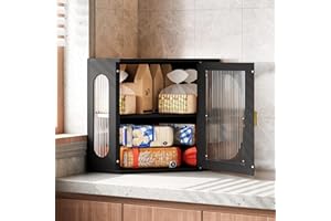 Alpeir Corner Bread Box, Solid Wood Double Layer Adjustable Large Capacity, Farmhouse Vintage Kitchen Countertop Organizer wi