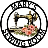 AVAGifts Personalized Sewing Room Metal Sign with Name, Custom Sewing Decor, Vintage Sewing Machine Wall Art, Quilting Room Decor, Mother Day'sGift for Mom, Grandma, Seamstress, Craft Room Decor