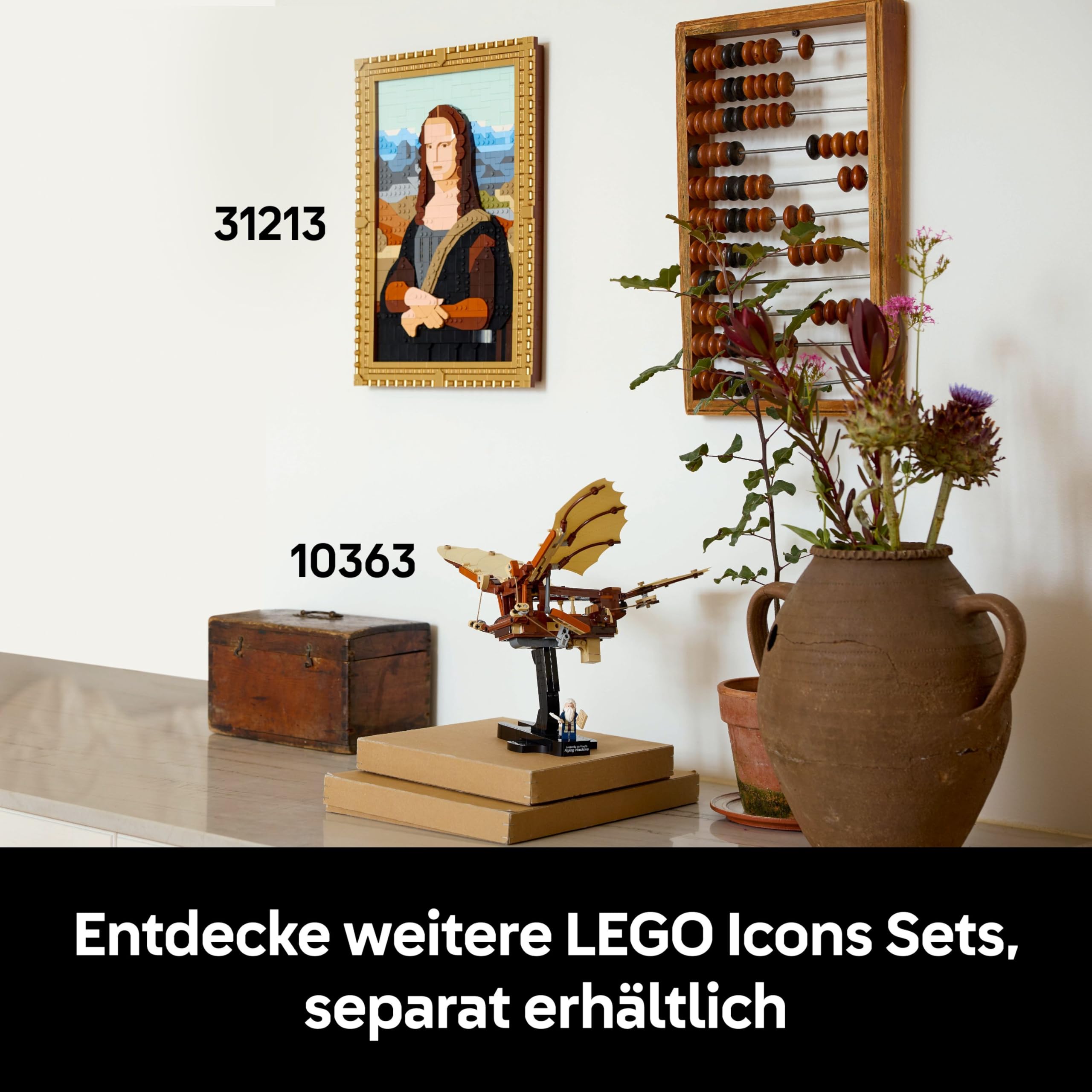 LEGO Icons Leonardo da Vincis Fluggerät mit schlagenden Flügeln - Inklusive Minifigur & Ständer - Bauset für Erwachsene - Deko-Set für Zuhause - Geschenkidee - 10363 7