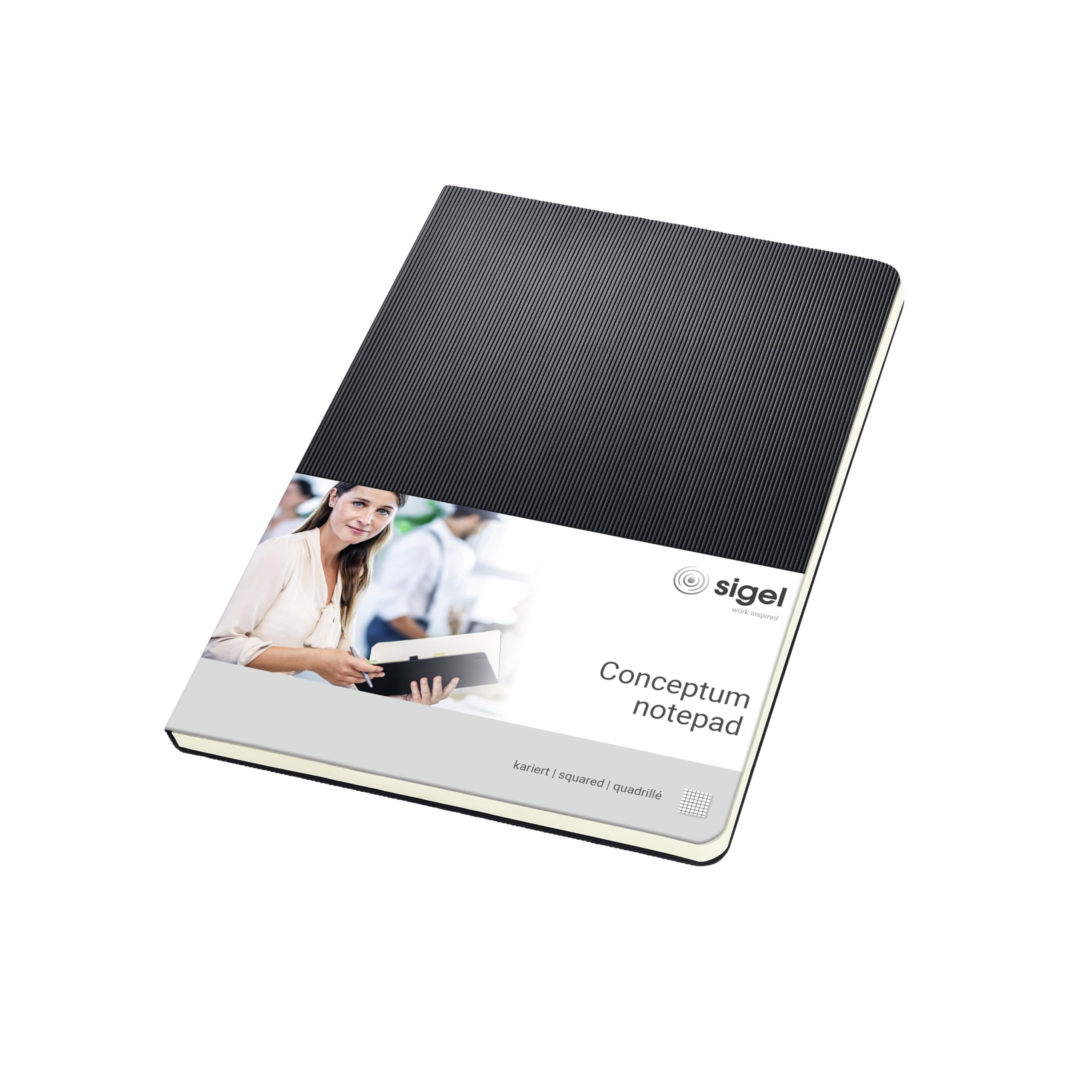 SIGEL CO802 Notepad, approx. A5, squaRed, hardcover, Black - Conceptum