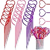 Muiyaneq 48 Pcs Valentines Day Pens,Heart Shape Pens,Rollerball Pens,Red Pink and Purple Ballpoint Pen for Valentines Party Favor,Boys and Girls,School Office Supplies
