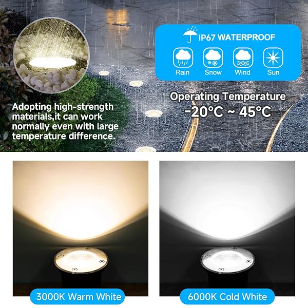 YIOVVOM 3W LED LOW VOLTAGE LANDSCAPE LIGHTS WELL LIGHTS 12V-24V IN GROUND LIGHTS IP67 WATERPROOF LED LANDSCAPE LIGHTING FOR FLOOR DRIVEWAY DECK STEP GARDEN LIGHTS OUTDOOR SET OF 12 WARM WHITE