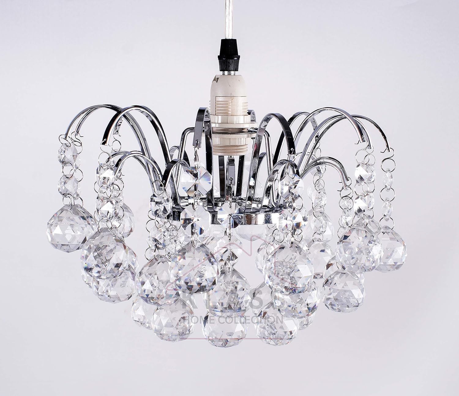 Klass Home Acrylic Crystal Faceted Oriel Light Shade, Chrome/Bronze - Image 3
