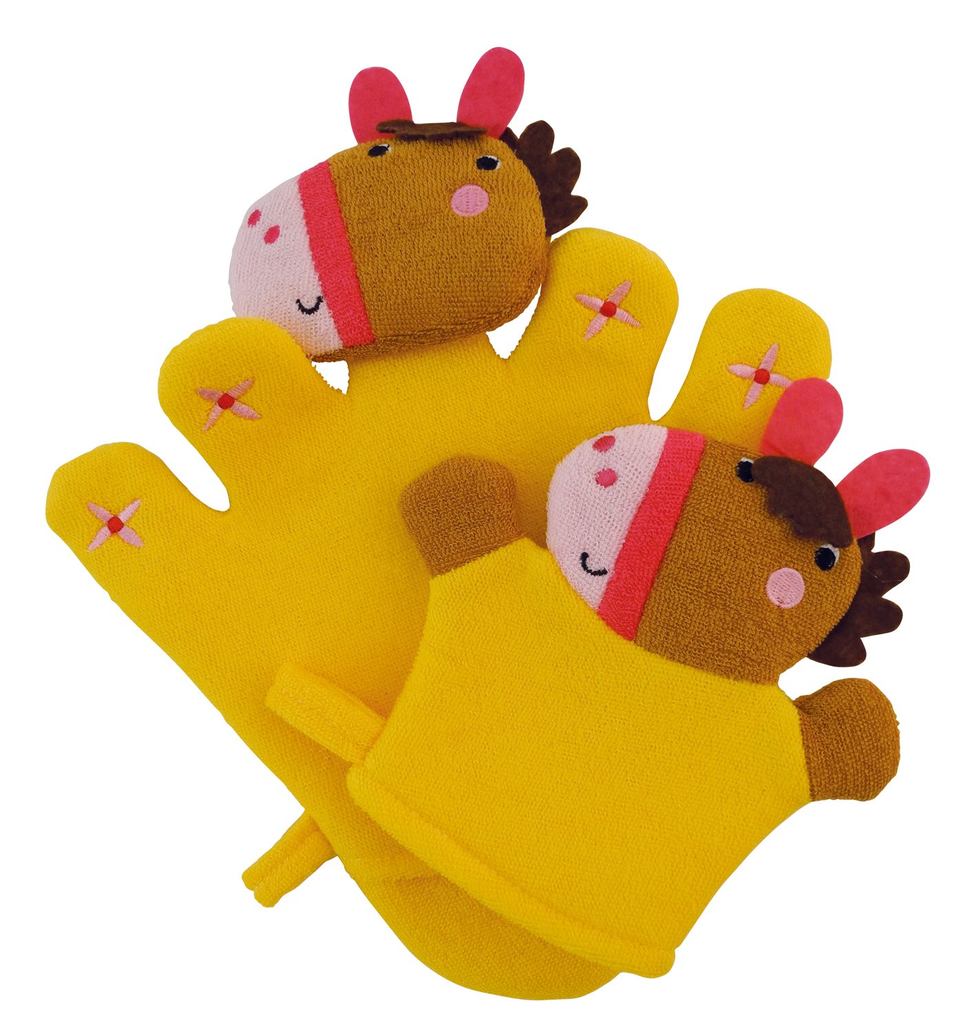 Bieco 04004089 Waschhandschuh Set Horse Jana Groups, About 27 x 22.5 x 2 cm, Yellow