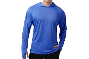 WELIGU Men's UPF 50+ Sun Protection Hoodie Shirt Long Sleeve SPF Fishing Outdoor UV Hiking Lightweight Shirts