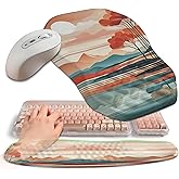 Gleamtide 2-in-1 Ergonomic Set, Wave Keyboard Wrist Rest and Massage Slope Mouse Pad Wrist Support, Rebound Memory Foam for Relieve Carpal Tunnel Syndrome and Wrist Pain (Landscape)