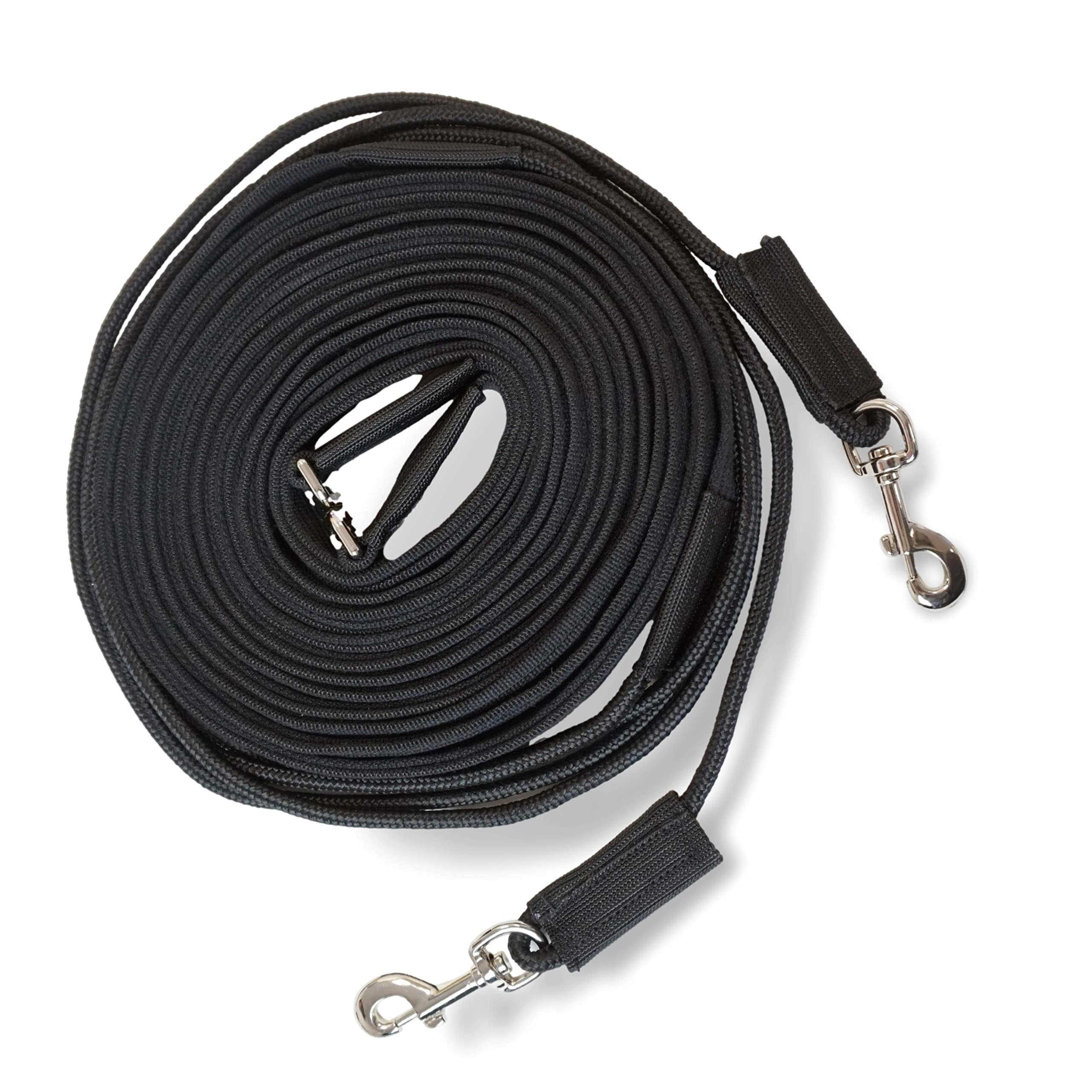 Double Horse Lunge Line Ideal for Floor Work, Gymnastication, 16 m (1 x Double Lunge Black)