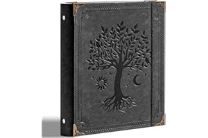 Ovesmusl Leather 3 Ring Binder 1 Inch Round Ring Binder Holds 200 Sheets 8.5"x11" Letter Size Paper, Wedding Family History N