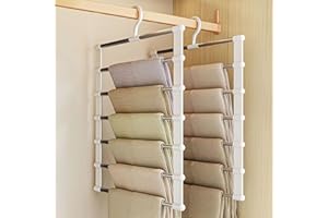 SEVEN LUCKY LIGHT Pants Hangers Space Saving Up to 80% Cloud Ladder Design for Pants Leggings Scarves Ties Sheets Dorm Room Essentials Closet Organizers and Storage Hangers for Clothes