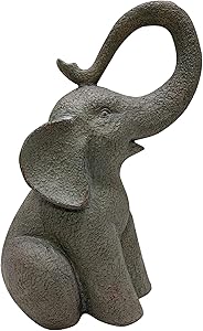 Design House 395889 Good Luck Elephant Indoor/Outdoor Figurine Statue for Garden Patio Home & Office Décor Housewarming Gifting Birthdays