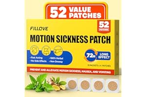 FILLOVE 52ct Motion Sickness Patches Non-Drowsy, 72H Lasting Sea Sickness Patches Cruise Essentials 2025, 100% Natural Motion Sickness Patch Travel Essentials for Car Airplane Ship Altitude Sickness