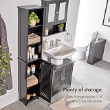 VonHaus Tall Bathroom Cabinet Freestanding Storage Slimline Tallboy Unit Black view 4