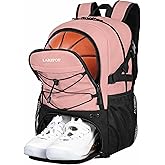 LARIPOP Basketball Bag,Basketball Backpack with Shoe Compartment and Ball Holder,Sport Bags for Soccer,Volleyball,Gym,Travel