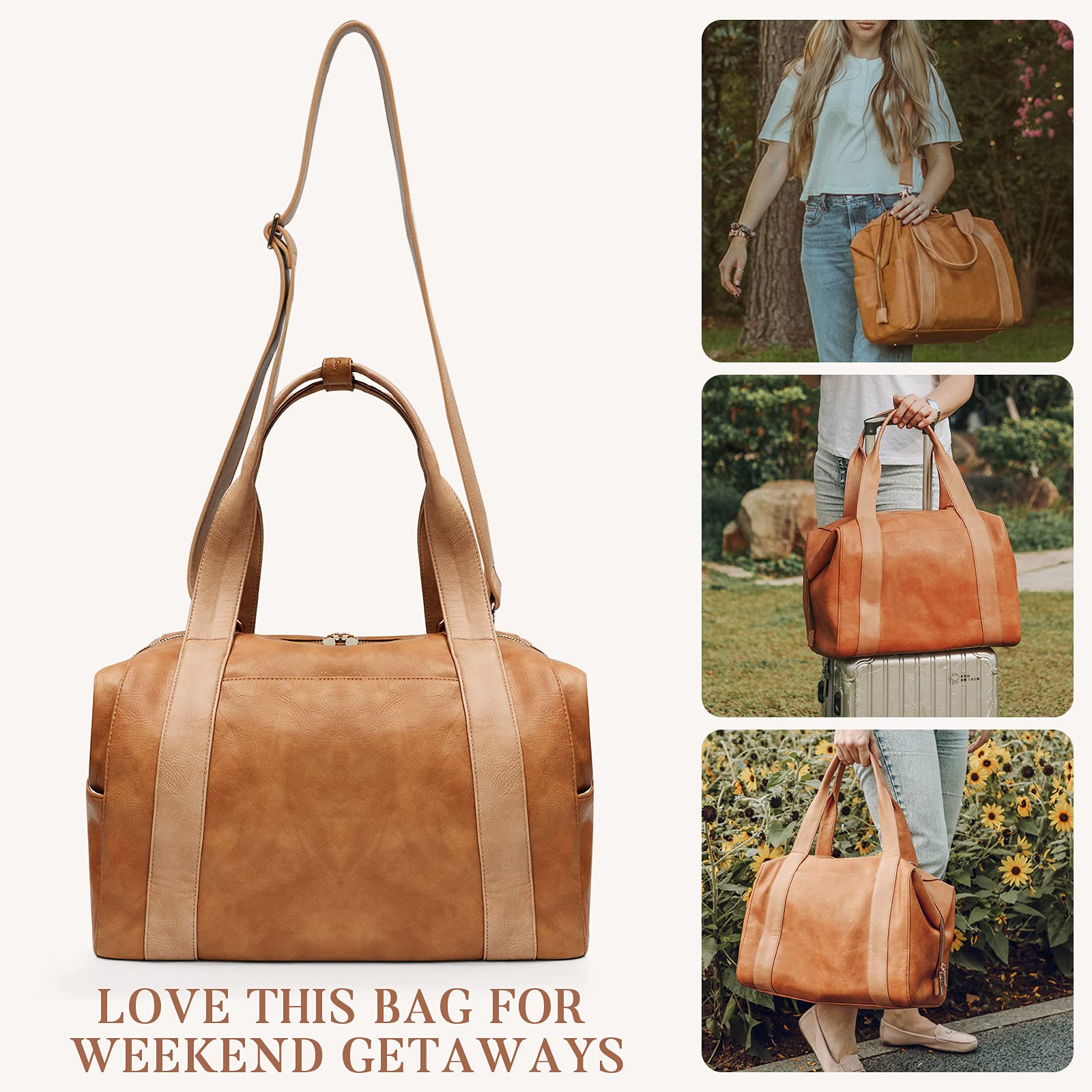 miss fong Diaper Bag Tote, Baby Bag,Leather Diaper Bag,Baby Tote Bag with 9 Pockets,Large Mommy Bag with Small Purse and Shoulder Strap,3 Insulated Pockets-Brown