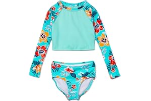 Kanu Surf Girls' Gigi Long Sleeve Rash Guard UPF 50 2-Piece Swim Set