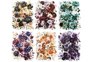 AuriicLeaf Blooming in The Dark Night PET Stickers, 120 Pcs Gothic Dark Floral Stickers for Scrapbooking, Journaling, Collage Supplies, and DIY Crafts