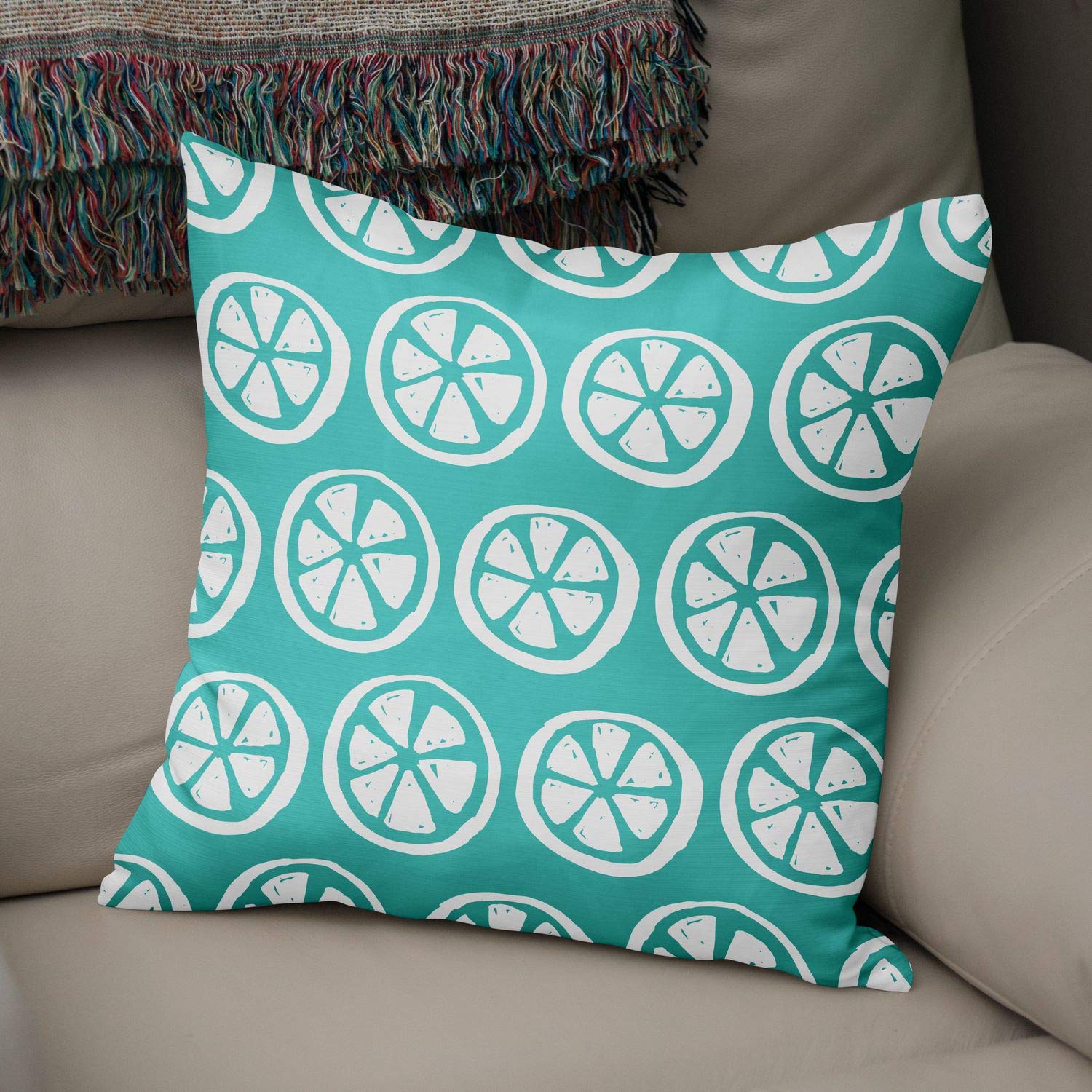 Bonamaison Decorative Cushion Cover Turquoise & White, Throw Pillow Covers, Home Decorative Pillowcases for Livingroom, Sofa, Bedroom, Size: 50x50 Cm - Designed and Manufactured in Turkey — image 1